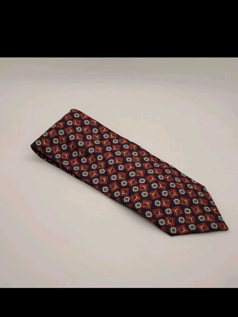 Christian Dior Monsieur Neck Tie Red Geometric Silk Designer Made in USA - Picture 2 of 5